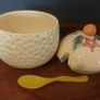 Delightful Lidded Preserve/Marmalade Pot in the Shape of a Juicy Lemon Fruit with a Leafy and Floral decoration and Finial, by Keele Street Pottery Company, Circa 1950, Funky MCM Chic Image 9