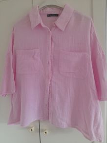 ladies short cotton pink blouse