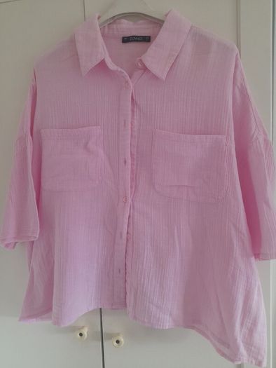 ladies short cotton pink blouse