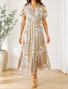 MANGO Scarf and Chain print Midi Dress