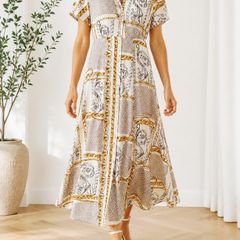 MANGO Scarf and Chain print Midi Dress