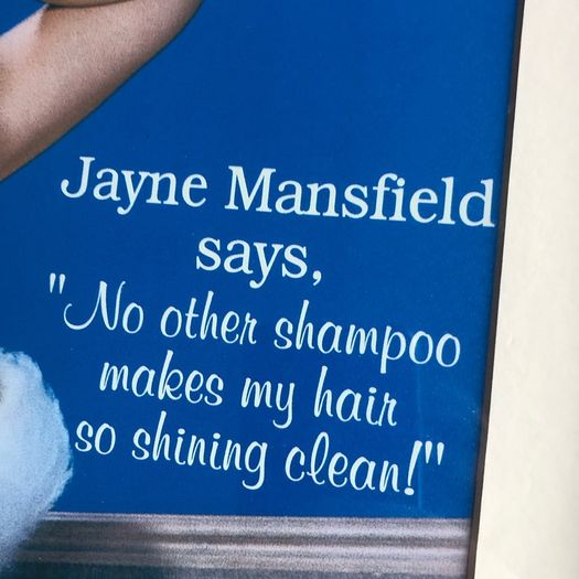 Framed Jayne Mansfield metal sign sales advert