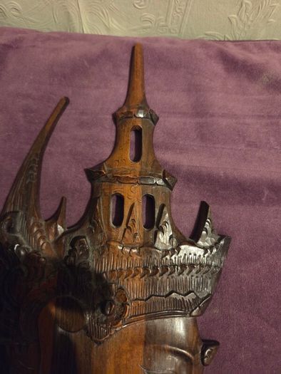 Vintage Thai Carved Face Temple Deity