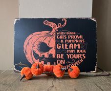 Halloween tin sign - black / orange - new