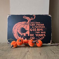 Halloween tin sign - black / orange - new