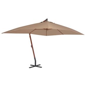 Cantilever Umbrella with Wooden Pole 400x300 cm Taupe