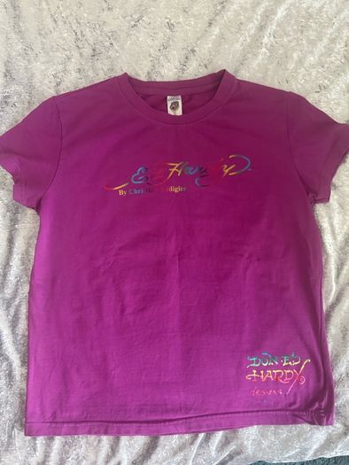 Brand new Christian Audigier Ed Hardy teenager fuschia t-shirt size XL age14/15 Free post