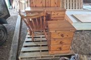 Pine Desk, Chair, Bedside Locker