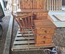 Pine Desk, Chair, Bedside Locker