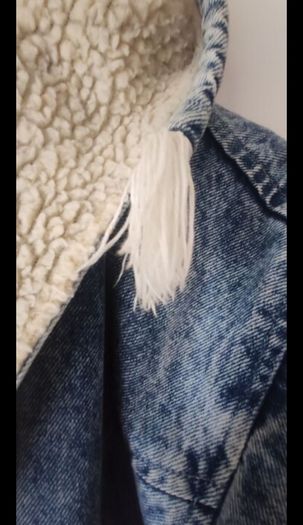 Rare True Vintage 80s/90s Acid Wash Denim Coat. Made in Britain. Sherpa fleece lined.