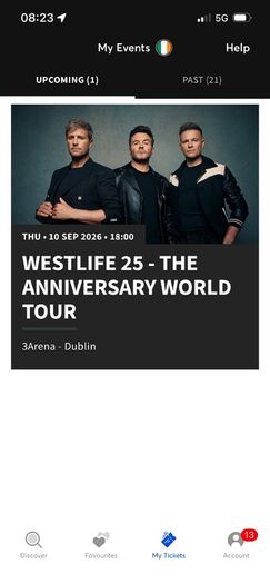 4 Westlife Tickets for their opening night on Thursday 11th September- standing tickets