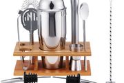 14Pcs/Set Cocktail Shaker Mixer Stainless Steel Bartender Bamboo Bartending Wine Rack Stand For Home Bar Party 550/750ML
