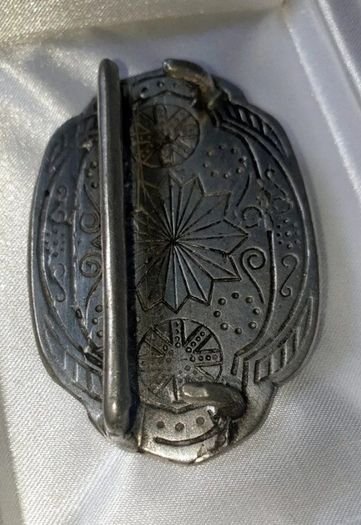 Pristine Vintage Ornate Silver Belt Buckle