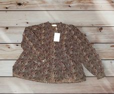 Love & Divine Brown Abstract Print Button Up Blouse BNWT Size Small