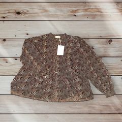 Love & Divine Brown Abstract Print Button Up Blouse BNWT Size Small