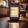 Heater 1200W, Portable Room Heater with 3 Heat Settings, 90 Oscillation, Tip Over Safety Switch, Compact Carry Handle, Black Image 5
