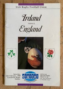 Very Rare 1989 Ireland v England - Five Nations Championship Programme