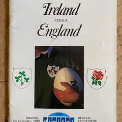 Very Rare 1989 Ireland v England - Five Nations Championship Programme