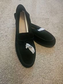 Black suede loafers
