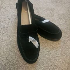 Black suede loafers
