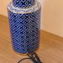 Large Ceramic Forino Blue Glazed Patterned Table Lamp with Shade Image 5