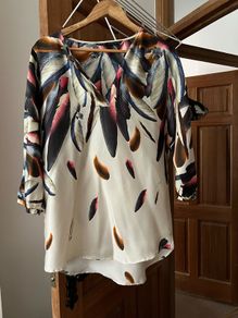 Zara Feather V Nevk Blouse Top