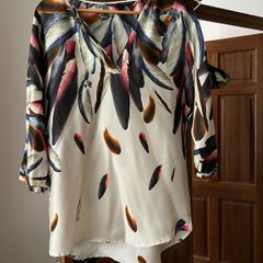 Zara Feather V Nevk Blouse Top