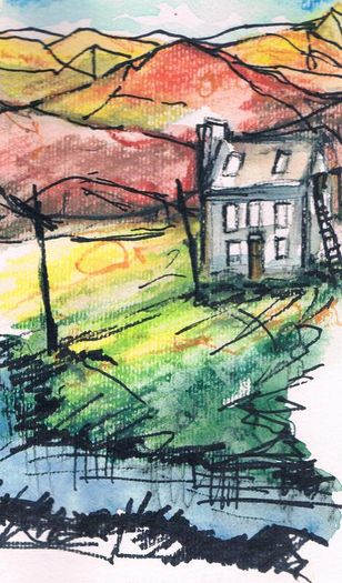 Ireland Inspired Aquarell Landscape from the Artist
