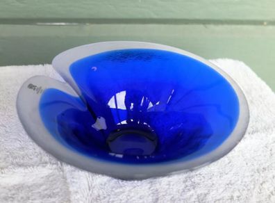 Vintage Mats Jonasson Maleras Cobalt Blue Magic Lead Art Glass Bowl Sweden