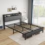 King Size Bed Frame With Storage Headboard, Upholstered Platform Bed Frame/Mattress Foundation/Metal Slat Support/No Box Spring Needed/Dark Grey Image 9