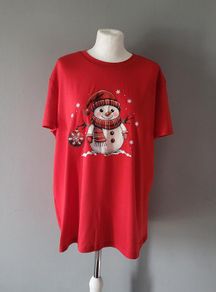 Red Xmas snowman t-shirt, Size 1XL / UK18, Brand new