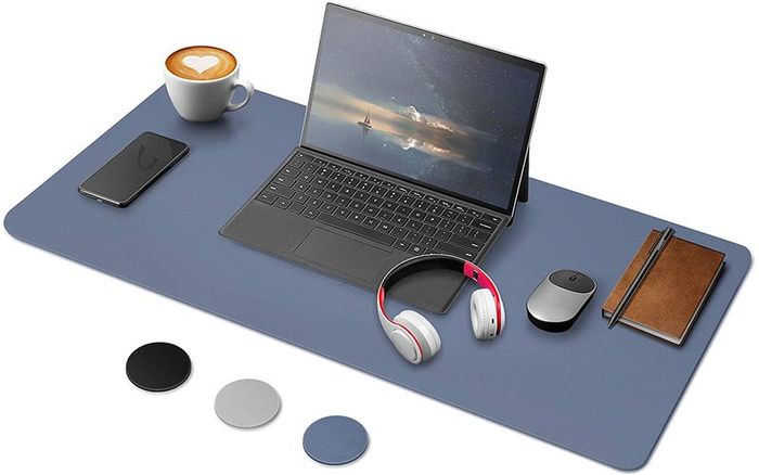 Leather Office Desk Mat, 80CMx40CM Desk Blotter Pad, Waterproof & Non-Slip Writing Mat Mouse Pad, Easy to Clean Desk Cover Protector for Office Home