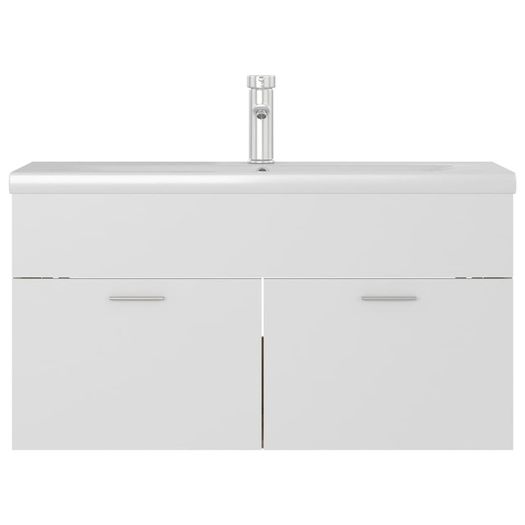 Sink Cabinet with Built-in Basin White and Sonoma Oak Chipboard