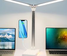 NEW SALE | LED Desk Lamp, Dual Swing-Arm Table Lamp with 5 Color Modes & 5 Brightness Levels, 45Min Auto-Timer, 3 Night Light Modes Eye-Caring Desk Light for Study, Working, Bedroom