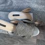 silver womens Wedges sandals Image 3