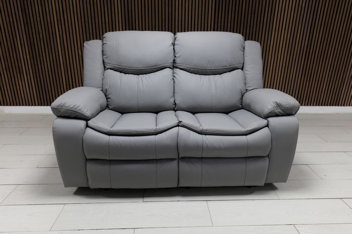 Valerie Light Grey & Dark Grey Leather Recliner Sofa Set