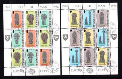 1978 Isle of Man Europa (Celtic and Norse Crosses) Commemorative Stamp Sheetlets Fine used with Douglas cancel of 24th May 1978 (first day of issue)