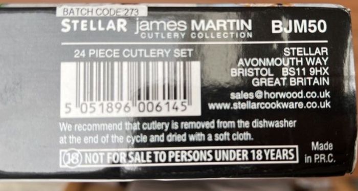 James Martin Stellar stainless steel 24 piece cutlery set
