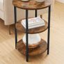 Round 3 Tier Steel Side Table Easy Assembly for Living Room Bedroom Industrial Style Vintage Brown Black Image 3