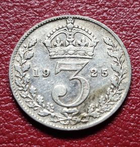 1925 United Kingdom 3 Pence - George V silver coin