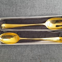 Antique Gerity Gold Plated Serving Spoon and Salad Fork.
