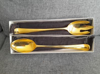Antique Gerity Gold Plated Serving Spoon and Salad Fork.