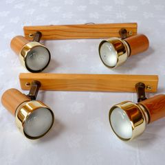 Two Vintage Wall or Ceiling Mounted Double Light Fittings with Poseable Lamps