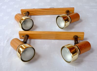 Two Vintage Wall or Ceiling Mounted Double Light Fittings with Poseable Lamps