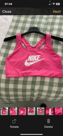 nike cropped top/bra large pink with Nike logo