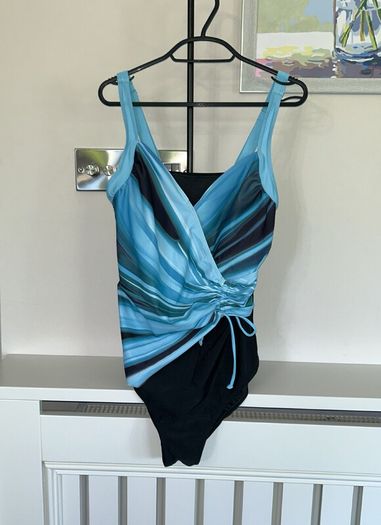 Brand-New Ladies Turquoise & Black Tummy Control Swimsuit. Size UK 16 / EU 44