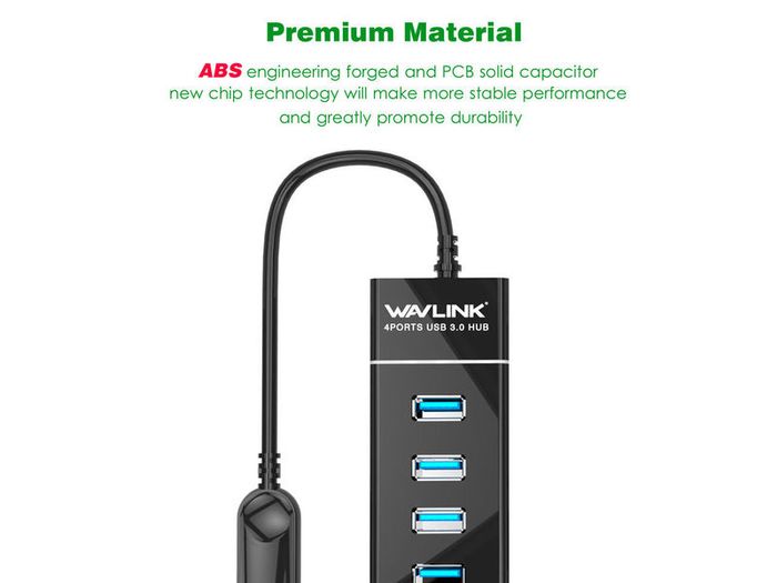 Wavlink 4 Ports USB 3.0 Multi HUB Splitter Expansion Desktop High Speed (Brand New/Warranty)
