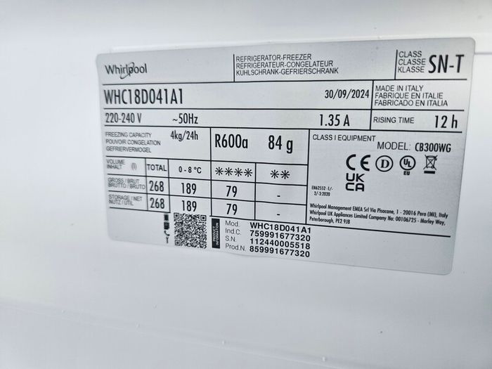 whirlpool integrated fridge freezer