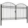 Fence Gate Double Door with Arched Top Steel 300x200 cm Black Image 4