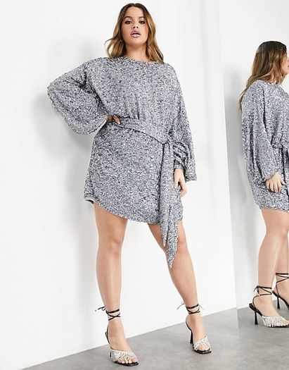 Asos Edition Embellished Mixed Sequins Mini Dress